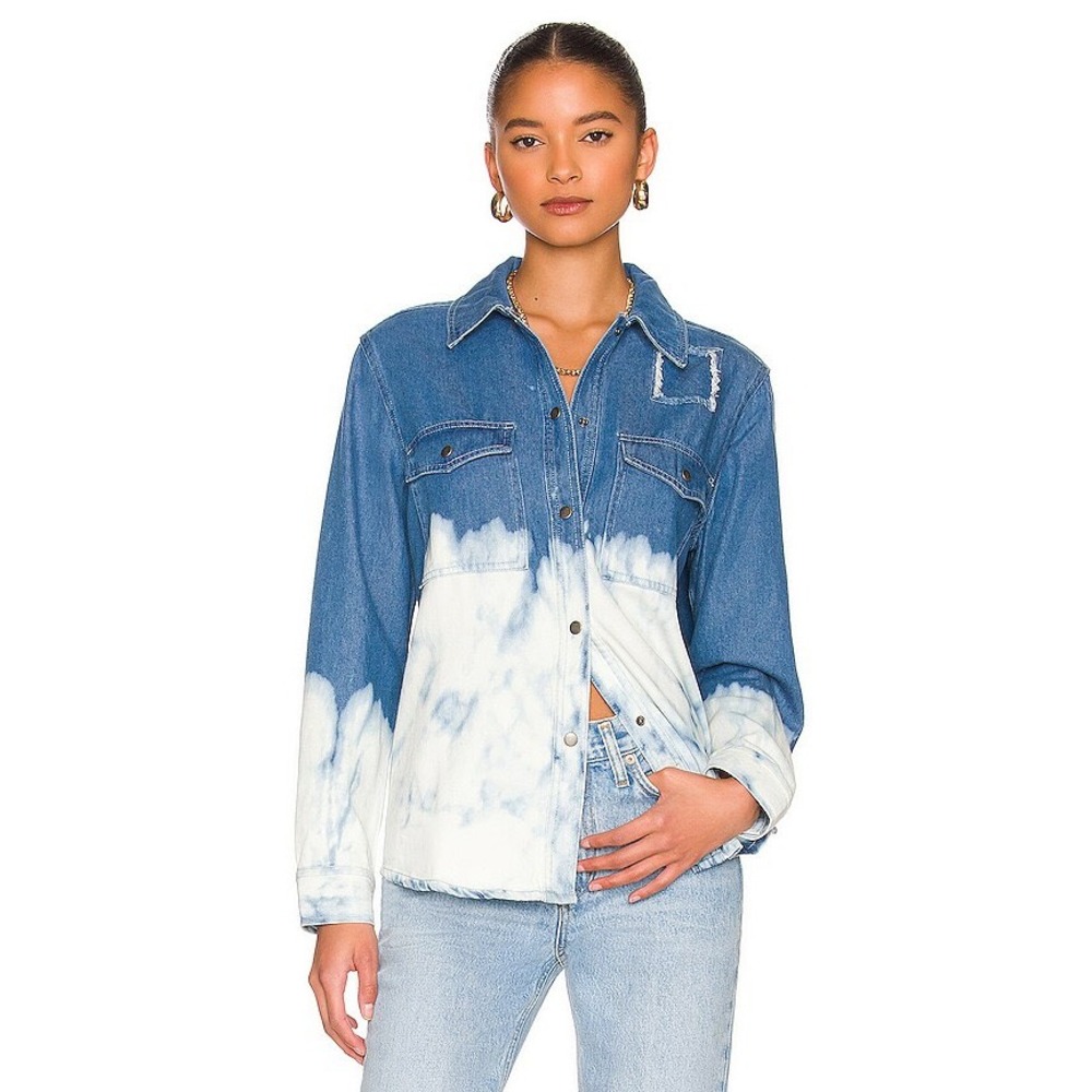 Rails Turner Bleached Denim Shirt Sz S Blue White Button Down Cotton Tencel‎